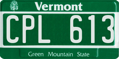 VT license plate CPL613