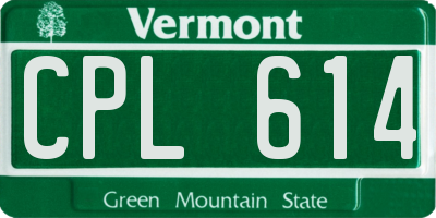 VT license plate CPL614