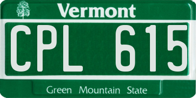 VT license plate CPL615