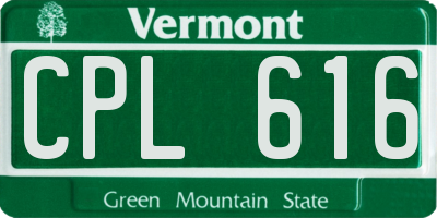 VT license plate CPL616