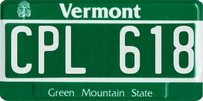 VT license plate CPL618