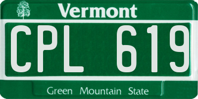 VT license plate CPL619