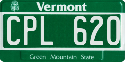 VT license plate CPL620