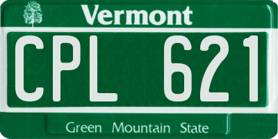 VT license plate CPL621