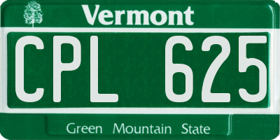 VT license plate CPL625