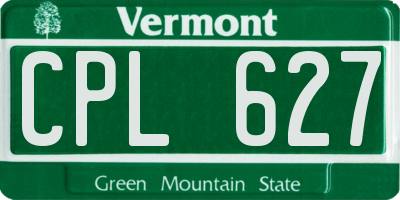 VT license plate CPL627