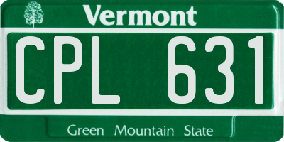 VT license plate CPL631