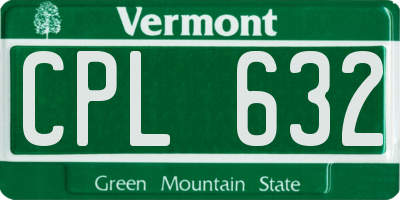 VT license plate CPL632