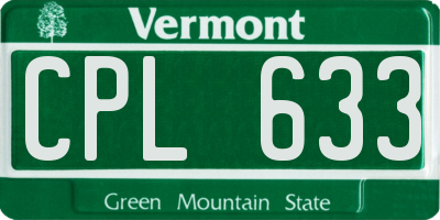 VT license plate CPL633