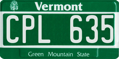 VT license plate CPL635