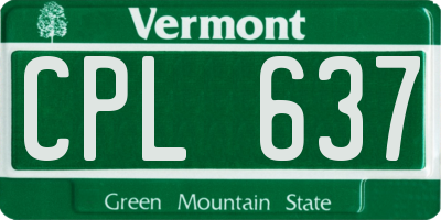 VT license plate CPL637