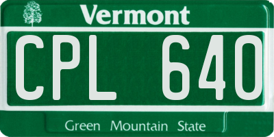 VT license plate CPL640