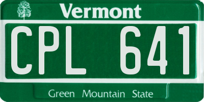 VT license plate CPL641
