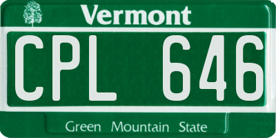 VT license plate CPL646