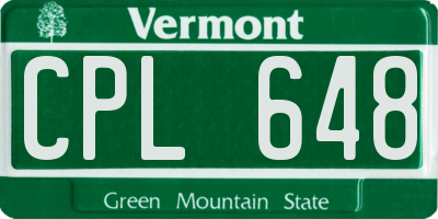 VT license plate CPL648