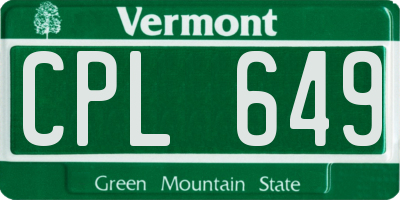 VT license plate CPL649