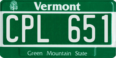 VT license plate CPL651