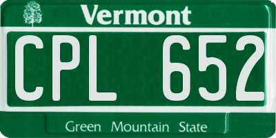 VT license plate CPL652