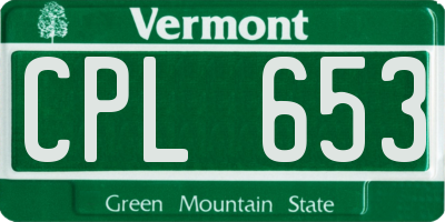 VT license plate CPL653