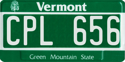 VT license plate CPL656