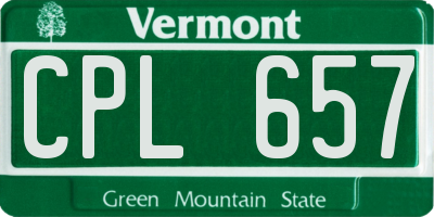 VT license plate CPL657