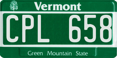 VT license plate CPL658