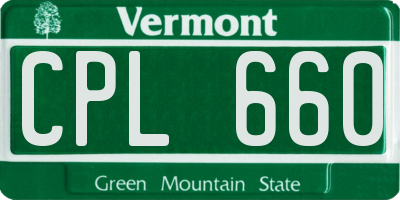 VT license plate CPL660