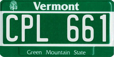 VT license plate CPL661