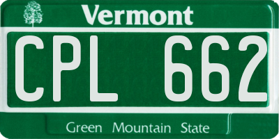 VT license plate CPL662