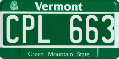 VT license plate CPL663
