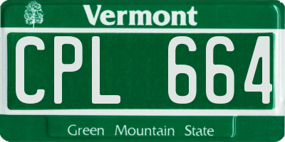 VT license plate CPL664