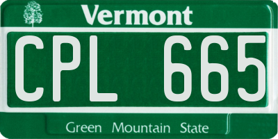 VT license plate CPL665
