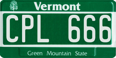 VT license plate CPL666