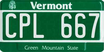 VT license plate CPL667
