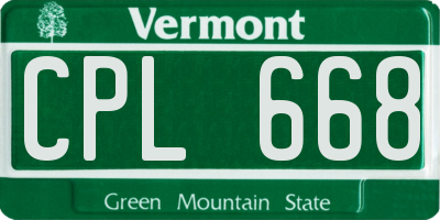 VT license plate CPL668