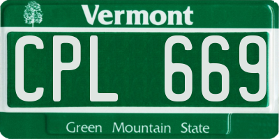VT license plate CPL669