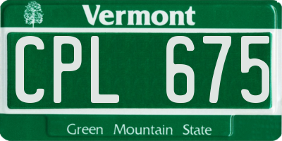 VT license plate CPL675