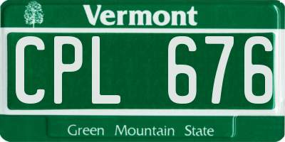 VT license plate CPL676