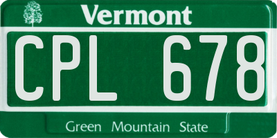 VT license plate CPL678