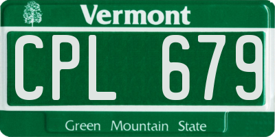 VT license plate CPL679