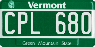 VT license plate CPL680