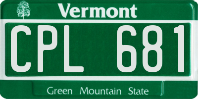 VT license plate CPL681