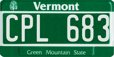 VT license plate CPL683
