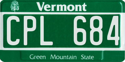 VT license plate CPL684