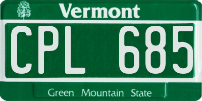 VT license plate CPL685