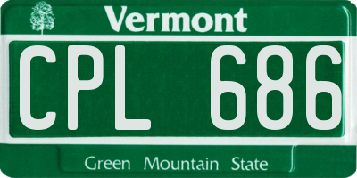 VT license plate CPL686