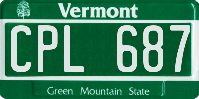 VT license plate CPL687