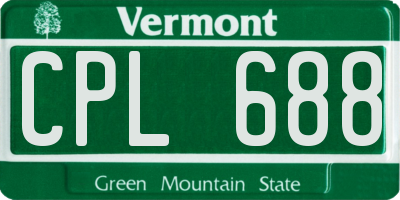 VT license plate CPL688