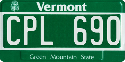 VT license plate CPL690