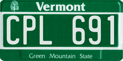 VT license plate CPL691